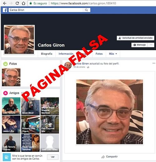 Carlos Gir&oacute;n denuncia falso perfil en facebook